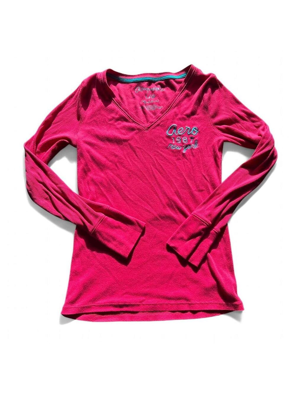 Aeropostale 1987 New York Long Sleeve V-Neck Size S